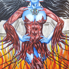 1 original 2 prints horror pinup girl art zombie girl meat dress hooks tattoo