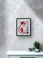 Hand Painted Comic Rooster Wall Art Room Decor 11 x 14 Acrylic on Paper P047