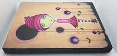 Original Sandra Mucciardi Art 2009 „Charlotte“ Goth Girl Green Face Signed Wood