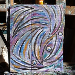 AN ENDLESS WIND card panel original abstract 8×10 oil painting by Crowell