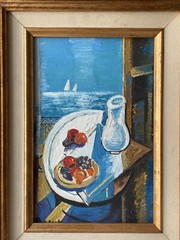 Viktor VASSINE Signed Mid 20thC. Cubism Modernism Painting Still life Sea Ships