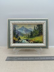 Summer nature Oil painting Original art Waterfall 6 x 4 inches
