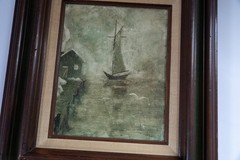 VTG Maritime Oil Painting Signed Beck 8×10 Framed Harbor Scene Sailboat & Dock