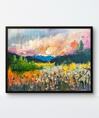 Original Art Bright Clouds 12×16 Modern Expressionism Abstract Colorful Fine Art