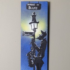 Hand Painted Wood Art Jazz Instrument Signed „Ricco Rideaux 2013“ Wall Decor