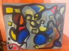 Ukrainian Abstract Acrylic Painting Signed Lviv 1996 Composition I 27 x 33 cm