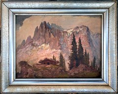 VTG Alpine Landscape OIL Painting Alps Switzerland Germany Austria ART 1950s