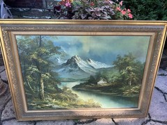Vintage Mountains Oil Painting on Canvas Artist G. Whitman Certified