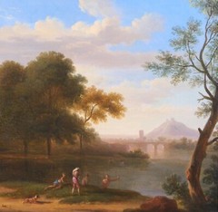 Pierre-Henri De Valenciennes Neoclassical Landscape Painting Bathers Italy
