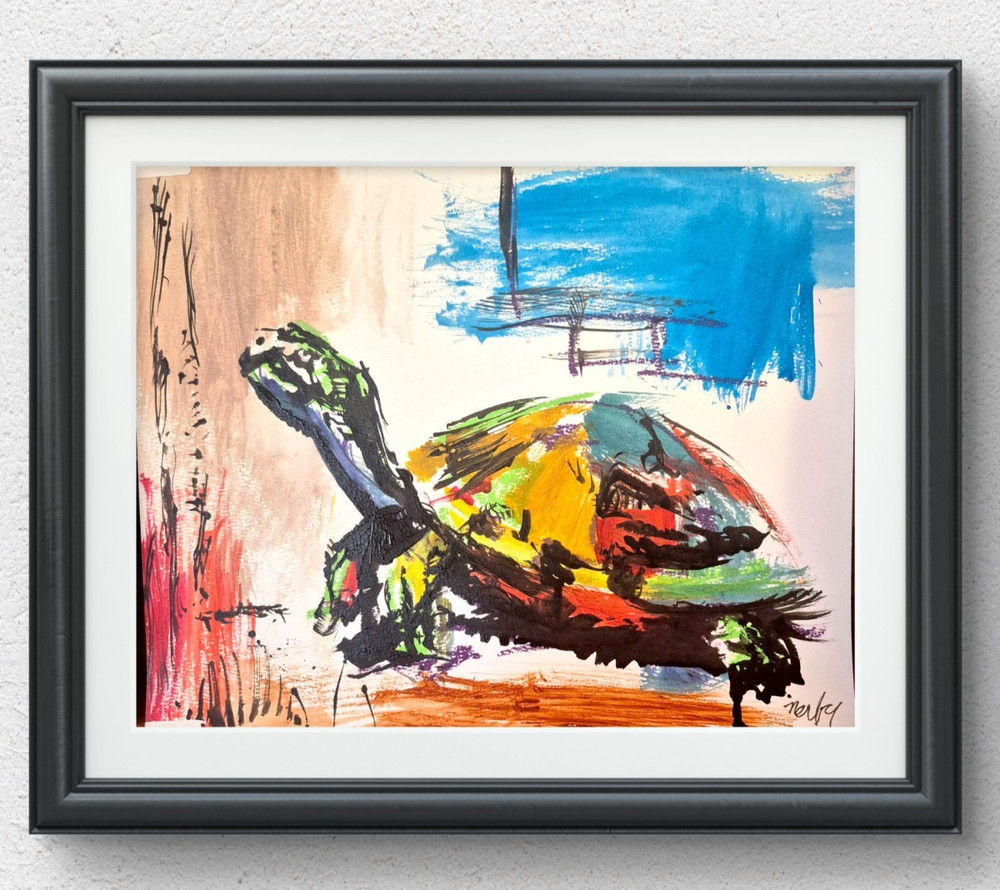 Original Abstract 11×14 Animal Acrylic Painting Signed Vibrant Home Decor P229