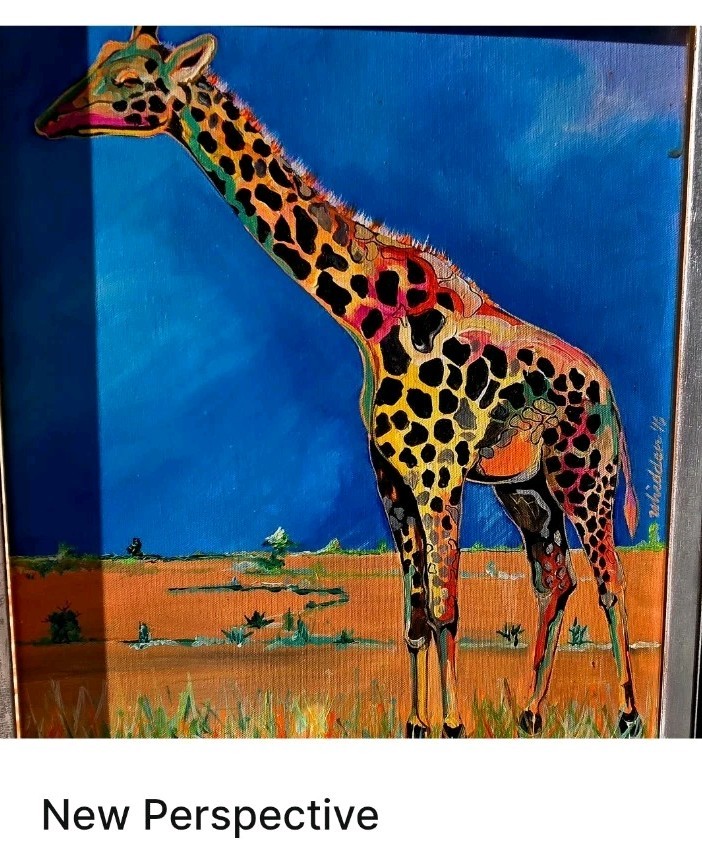 Whidden „New Perspective“ Contemporary Giraffe Landscape Animals Nature Painting