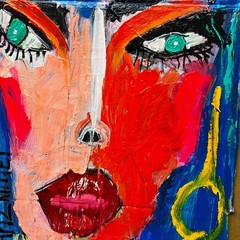 POP ART Colorful LADY PORTRAIT PAINTING big CB 25 x 16 Original SWARTZMILLER DNA