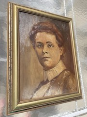 Original Portrait Painting of Woman – Signed H. Moller – Antique Frame 19×15
