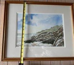 Original Watercolor SUNSET by Miguelin Dominguez Signed and Framed 17.5”x21.5”