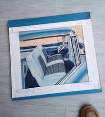 vintage 1956 Lincoln ORIGINAL Interior Brochure ARTWORK PAINTING Automotive Art
