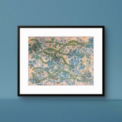 Abstract Ocean Painting 18×24 Blue Green Bubble Art Flow Graffiti Style Coastal