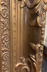 PRESTIGE ARTS Vintage 1990’s Signed Rabbits Oil Painting Ornate Frame C. SWANSON