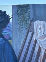 AFRICAN AMERICAN PORTRAIT LARGE BLACK WOMAN FEMALE WINDOW LANDSCAPE TROY JOHNSON
