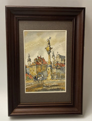 Watercolour by Adam Keller „Castle Square, Warsaw, Poland“ 2.75″x4″ (site)