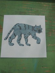 GAT Original Painting IMPRESSIONISM 4×4 Inch Whimsical Animals Panther Bobcat