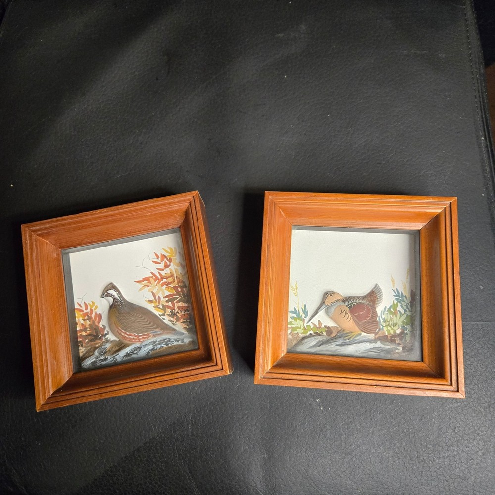 Joseph Quinn Whipple Abercrombie & Fitch 3D SHADOWBOX Pair Birds Woodcock Quail