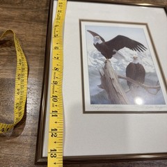 Luke Raffin Majestic Pair 13-1/2×11 Vintage Framed Bald Eagle Signed Print