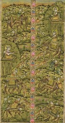 Handmade Mughal Hunting Scene Pure Gold & Gouache Art On Paper 5.5×9.5 Inches