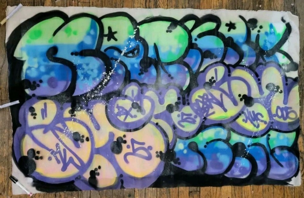 GRAFFITI CANVAS *BY BOM5 AND NAC143* 37″ X 62″ $30 shipping.