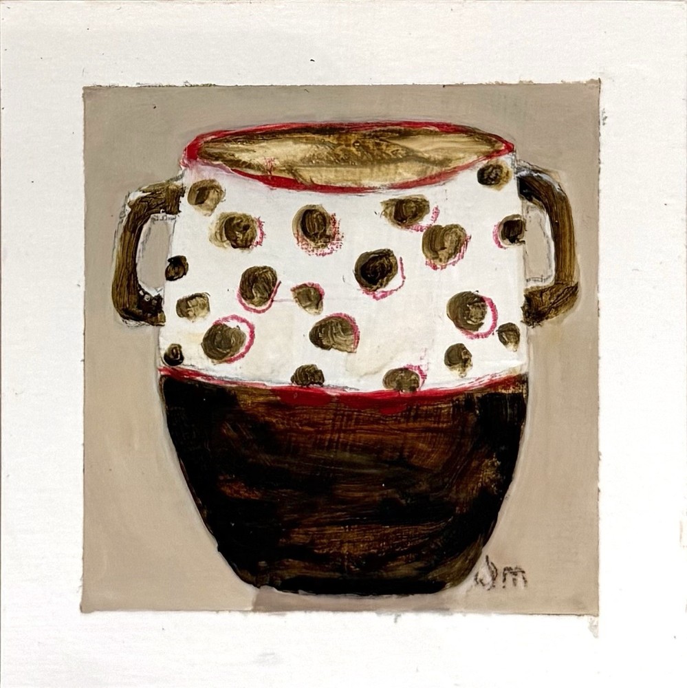 VESSEL I Original Mini Painting Judie Mulkey STILL LIFE VASES POTTERY URN
