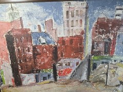 Vtg Original Oil Painting Mid Century Architectural City Impressionism
