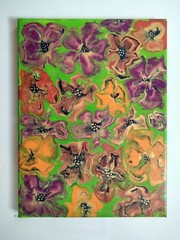 Original Acrylic Painting Stretched Canvas Flowers 9″x12″x0.6″ Wall Art Decor