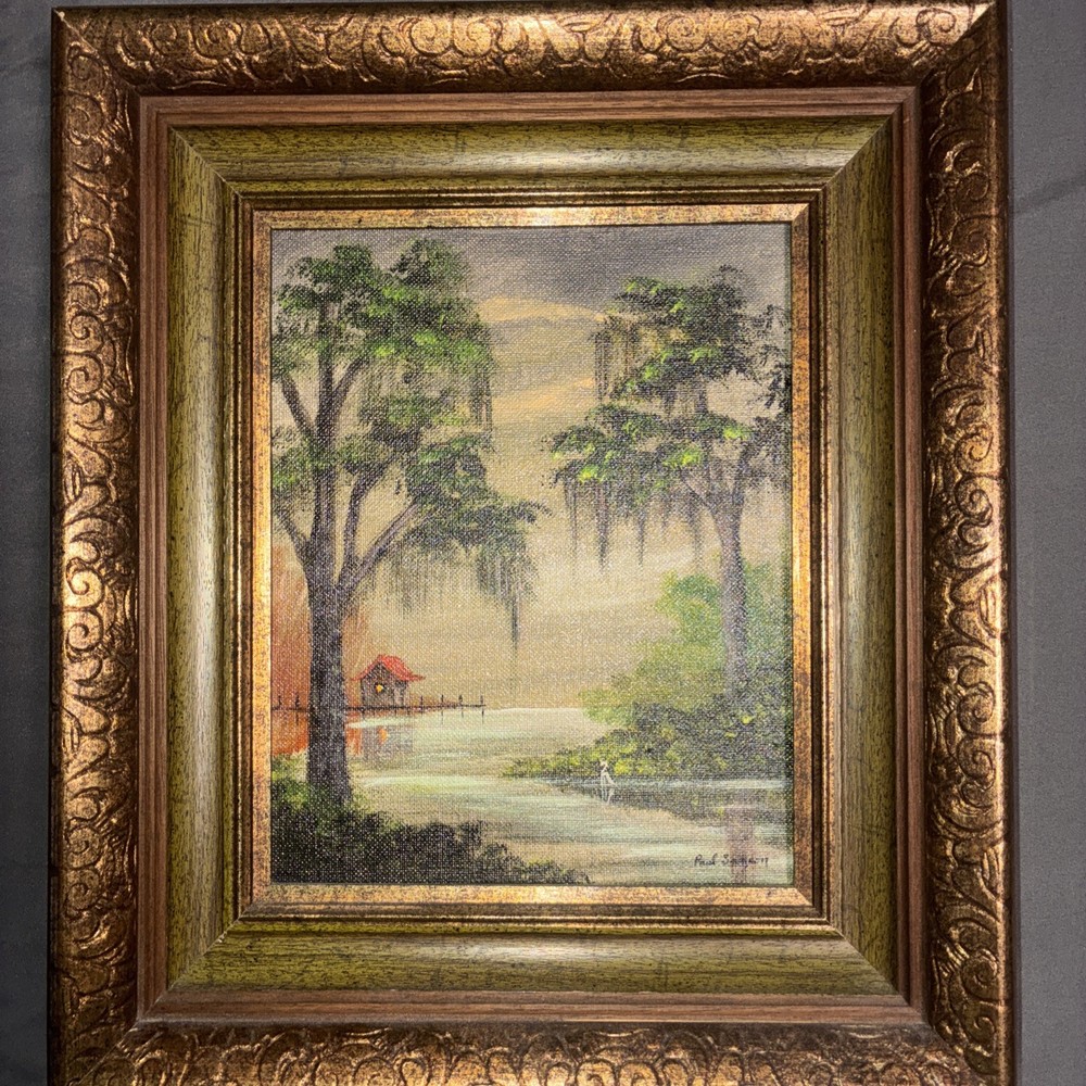 Vintage Signed PAUL SAMSON Oil on Board 8×10″ Louisiana Bayou Series.