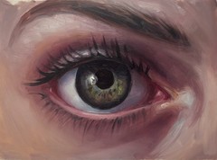 Woman’s eye bedroom art painting in oil figurative study by living artist 4.5×6
