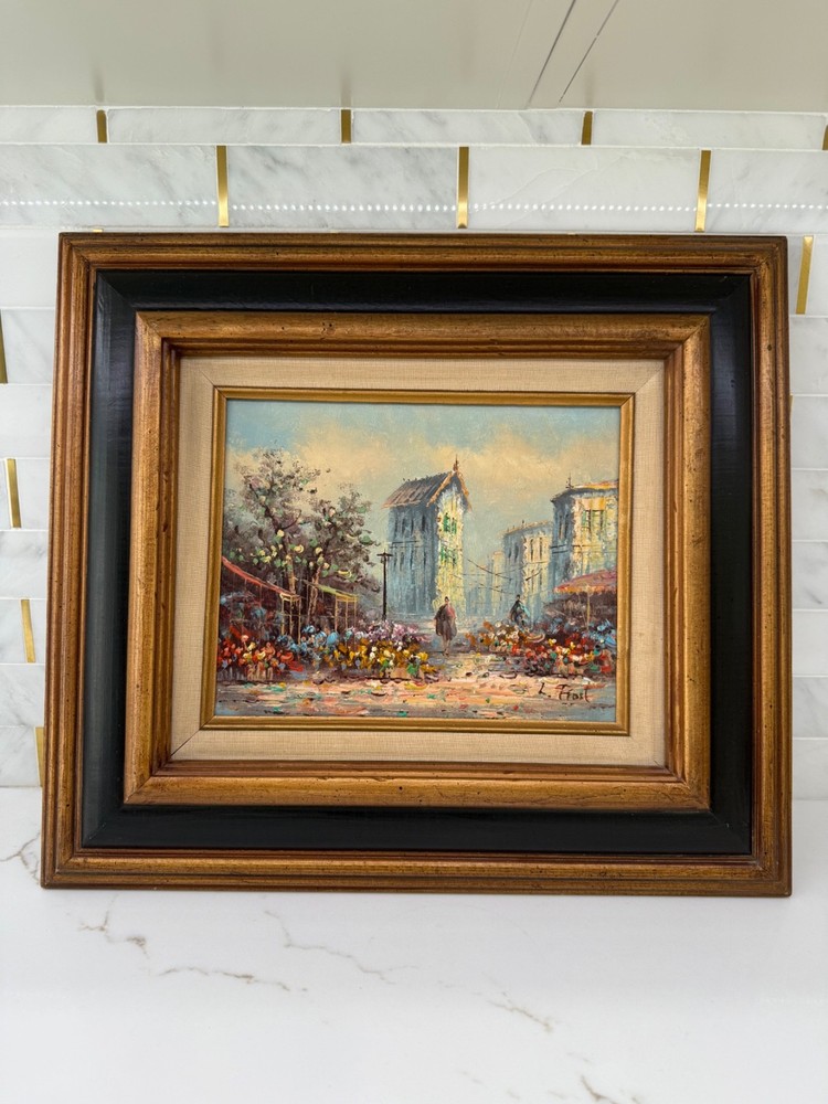 Vintage L Frost (Letitia Garretson Frost) impressionist framed oil painting 8×10