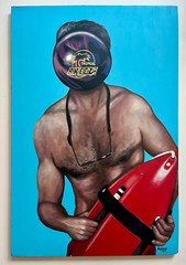 2013 „HASELHOFF BOWLING“ Acrylic on Wooden Board Painting by David Grizzle 36X24
