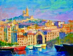 AskArt Listed Artist Nino Pippa Original Oil Painting Marseille Old Harbor 12X16