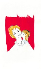 „Lanvin Paris Mother & Daughter c1950’s Original Advertising Watercolor Artwork“