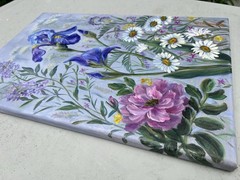 Flowers Original Oil Painting Blue Iris Wall Art 12×18 Floral Wall Decor