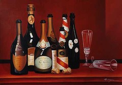 Wine Bottles Hand Painted Oil Painting On Canvas 48″ x 36″ Restaurant or Kitchen