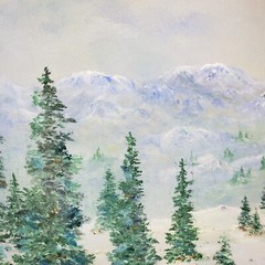 Original Art Painting „Mountain Pass“ Signed By Nighswonger 13 1/8″ X 16 1/8″