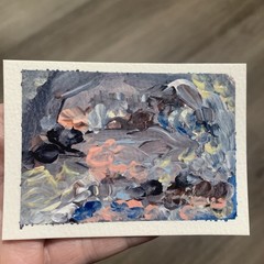 ACEO Original Painting Landscape Acrylic Impressionism Abstract Nature