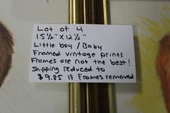 Lot of 4 Art prints, 15 1/2 x 12 1/2, Framed little boy baby, frames your choice