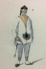 WATERCOLOR Framed ~ FRENCH ORIENTALIST~ c1870Costume Piece Signed LISTED ARTIST