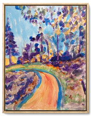 Trees in Park 11×14 Modern Expressionistic Original Signed Canvas Art Acrylic