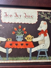 Sandra Gilpin Scherenschnitte „Tea For Two“ Folk Art – Signed And Framed