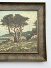 RICHARD DETREVILLE PAINTING EARLY CALIFORNIA LANDSCAPE SEASCAPE COAST BEACH OIL