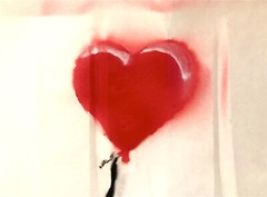 BANKSY — TWO BALLOON GIRLS LARGE ORIGINAL STENCIL SPRAY PAINTING, ON SALE !!!