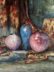 Antique Orientalist Interior Watercolor Painting Attrib Douglas Arthur Framed