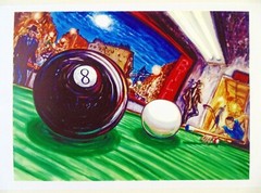 THE LAST SHOT Arthur Robins ORIGINAL PRINT pool cue POOL ROOM art BILLIARDS NYC