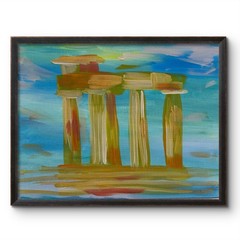 GREEK COLUMN WITH GOLD ACCENTS 14×11 MODERN ART COLLECTIBLE INTERIOR DESIGN